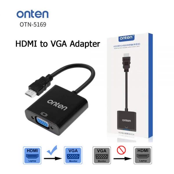 Onten HDMI to VGA Adapter With 3.5mm Audio Jack - OTN5169 Onten HDMI to VGA Adapter With 3.5mm Audio Jack - OTN5169